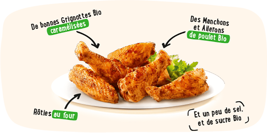 Composition grignottes de poulet bio Nature de France