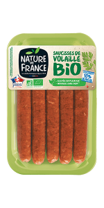 Emballage merguez de volaille bio Nature de France