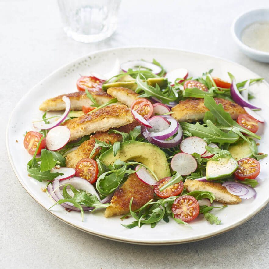 Recette salade avec escalope milanaise bio Nature de France