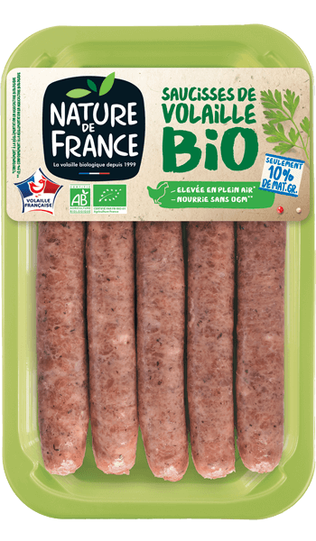 Emballage saucisse de volaille aux herbes Nature de France